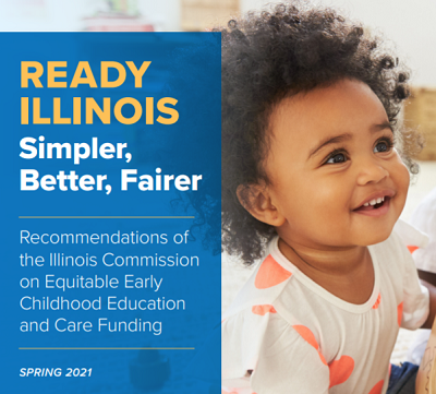 Cover to the Ready Illinois report showing a happy, smiling toddler.