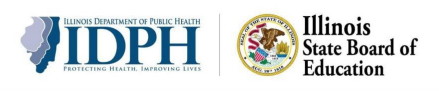IDPH logo (silhouette of faces) and seal of the state of Illinois (ISBE)