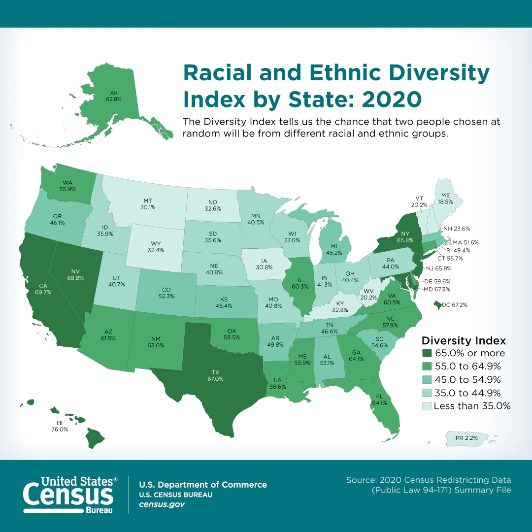 Racial and Ethnic Diversity by State: 2020