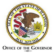 The seal of the Illinois Governor (eagle, gold letters, etc)