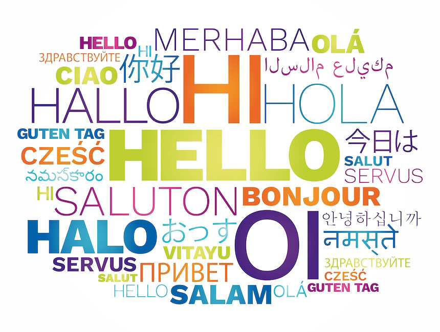 The word hello written in multiple languages