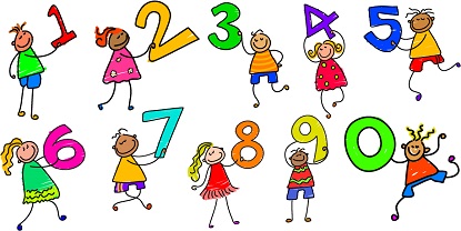 cartoon stick figure kids holding numbers